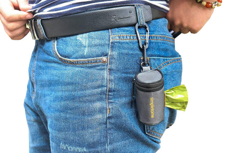 Dog Waste Bag Dispenser for Leash Belt Waterproof 1680D Oxford YKK Zipper (Grey)