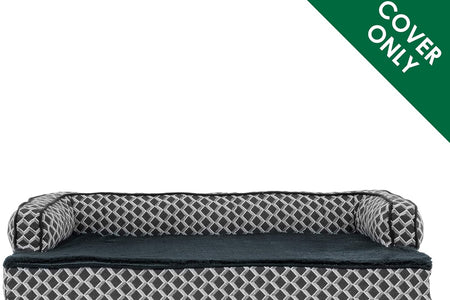 Replacement Pet Bed Cover - Plush Fur and Décor Comfy Couch Washable Dog Bed Cover, Diamond Gray, Jumbo (X-Large)