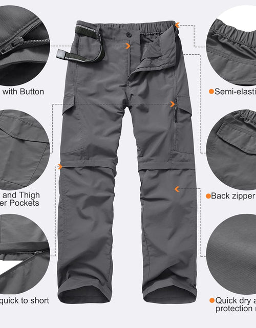 Load image into Gallery viewer, Mens Hiking Pants Quick Dry Lightweight Fishing Pants Convertible Zip off Cargo Work Pants Trousers
