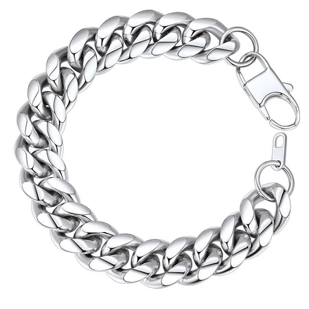 Bracelet for Men Chunky Cuban Bracelet 14MM 7.5 Inch Stainless Steel Chain Bracelet Mens Birthday Valentines Day Jewelry Gifts for Him Dad Adults Age