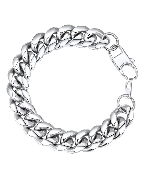 Load image into Gallery viewer, Bracelet for Men Chunky Cuban Bracelet 14MM 7.5 Inch Stainless Steel Chain Bracelet Mens Birthday Valentines Day Jewelry Gifts for Him Dad Adults Age
