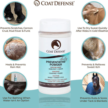 Daily Preventative Powder for Horses - Safe & Effective Equine Skin Conditioner Sweet Itch, Skin Funk, & Rain Rot - Dry Horse Shampoo, 64 Oz Formula with All Natural Ingredients