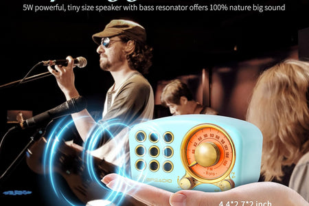 Retro Bluetooth Speaker, Vintage Radio- FM Radio with Old Fashioned Classic Style, Strong Bass Enhancement, Loud Volume, Bluetooth 5.0 Wireless Connection, TF Card and MP3 Player (Blue)