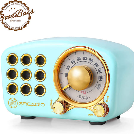 Retro Bluetooth Speaker, Vintage Radio- FM Radio with Old Fashioned Classic Style, Strong Bass Enhancement, Loud Volume, Bluetooth 5.0 Wireless Connection, TF Card and MP3 Player (Blue)