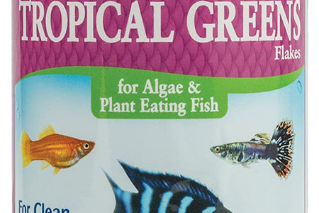 TROPICAL GREENS FLAKES Tropical Fish Greens Flakes Fish Food 2.1-Ounce Container