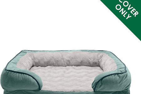 Replacement Pet Bed Cover - Plush Velvet Waves Perfect Comfort Sofa Washable Dog Bed Cover, Celadon Green, Jumbo plus (Xx-Large)