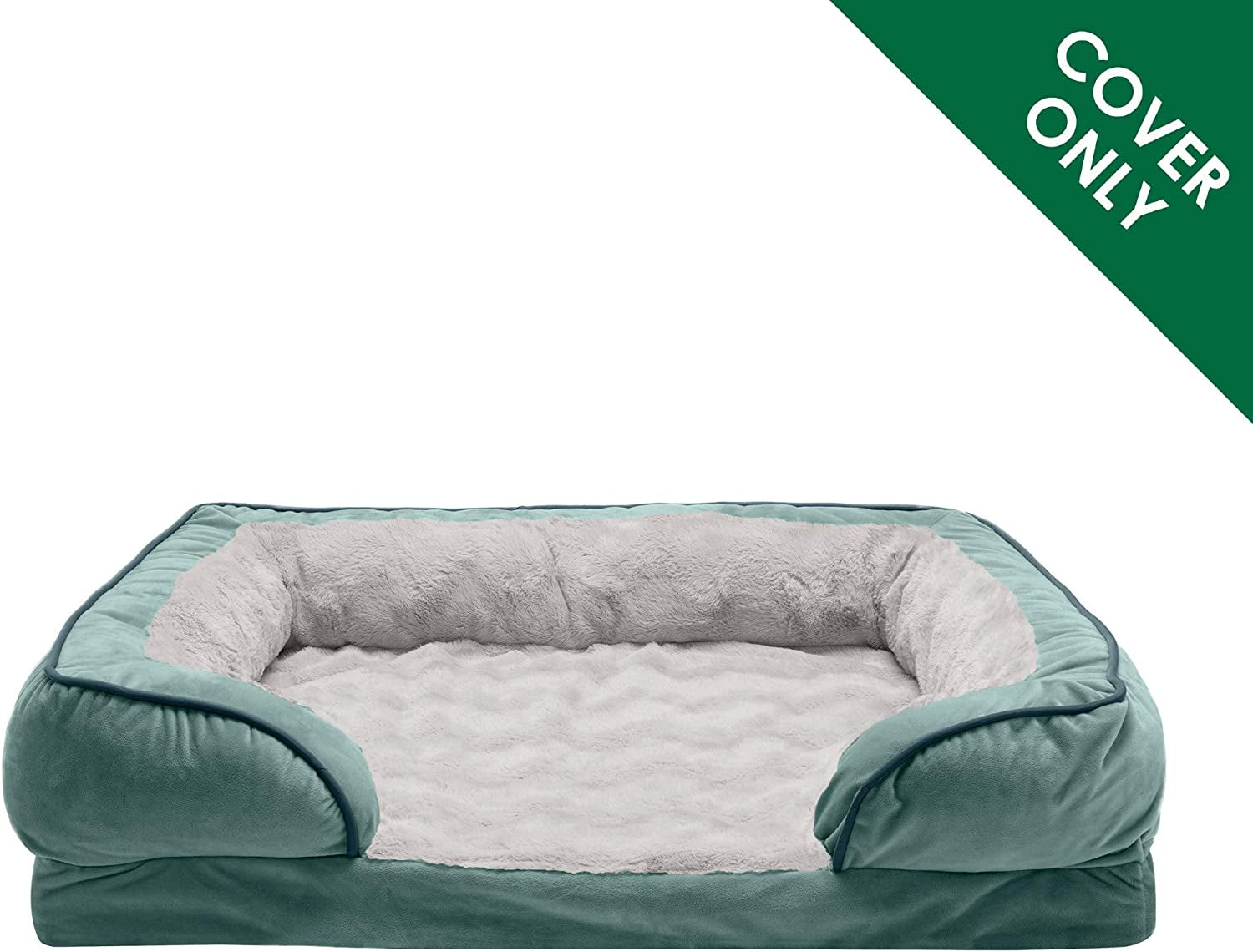 Replacement Pet Bed Cover - Plush Velvet Waves Perfect Comfort Sofa Washable Dog Bed Cover, Celadon Green, Jumbo plus (Xx-Large)