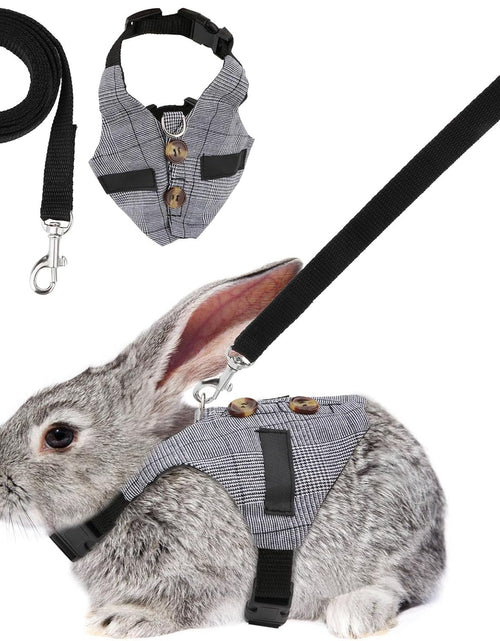 Load image into Gallery viewer, Rabbit Vest Harness and Leash Set Adjustable Formal Suit Style for Bunny Kitten Small Animal Walking (S)
